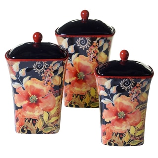 Certified International Watercolor Poppies 3-piece Canister Set