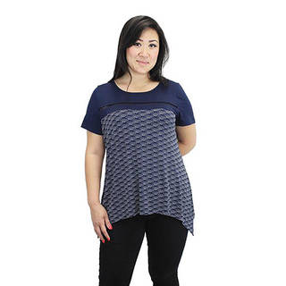 Relished Women's Navy Print Knit Trapeze Top