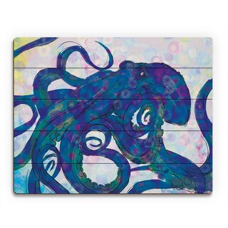 Indigo Octopus Wall Art on Wood