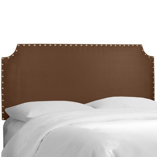 Skyline Furniture Chocolate Micro-suede Notched Nail-button Headboard