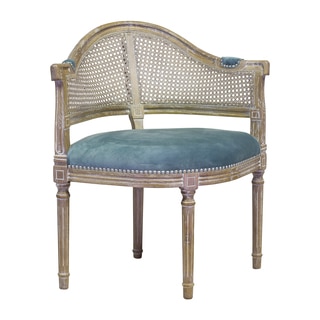 French Caned Back Blue Accent Club Chair