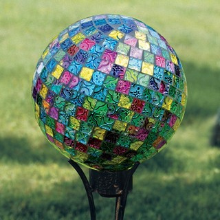 Carson Home Accents Art Glass Garden 10-inch Jeweled Hues Hand Painted Mosaic Gazing Ball