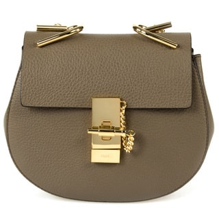 Chloe Drew Small Dark Grey w/Gold Hardware Chain Shoulder Handbag
