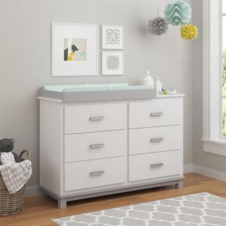 Altra Leni White/ Light Slate Grey 6-drawer Dresser with Changing Table