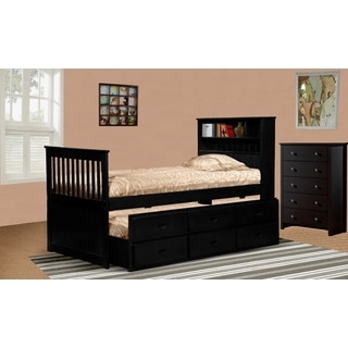 Ava Twin Captain Trundle Bed with Bookshelf and Drawers