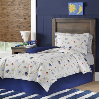 Lullaby Bedding Space Collection Cotton Printed 3-piece Duvet Set