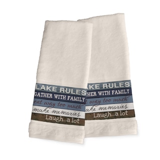 Laural Home 'Rules of the Lake' Multicolored Cotton Hand Towel (Set of 2)