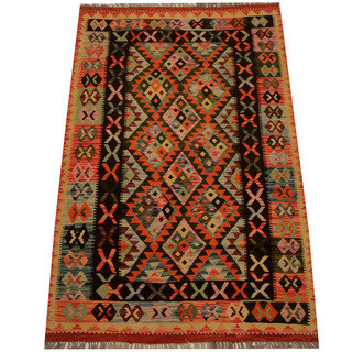 Herat Oriental Afghan Hand-woven Vegetable Dye Wool Kilim (4'3 x 6'6)