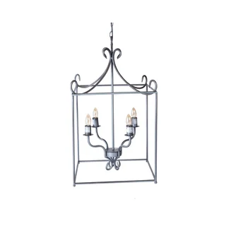Somette Square Pewter Caged Pendant Lamp