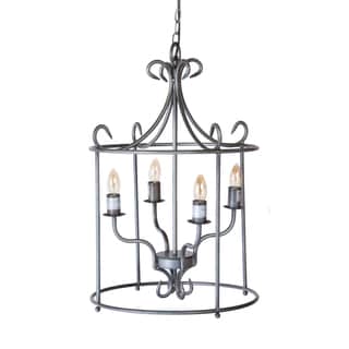 Somette Round Pewter Caged Pendant Lamp