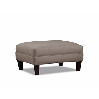 Briley Taupe Wood and Linen Small Ottoman