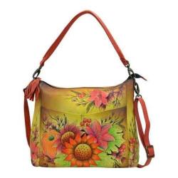 Women's ANNA by Anuschka Hand Painted Leather Convertible Shoulder Bag 8188 Fall Bouquet