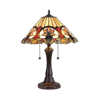 Chloe Tiffany Style Victorian Design 2-light Dark Bronze Table Lamp
