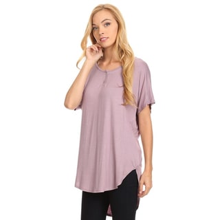 Women's Solid Button Trim Tunic Top