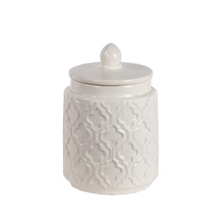 Privilege International White Ceramic Small Jar With Lid
