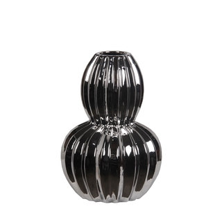 Privilege International Silver Ceramic Medium Ribbed Vase