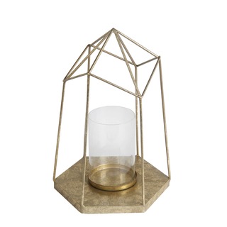 Privilege Gold Metal and Glass Large Candle Lantern