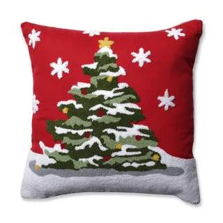 Pillow Perfect Flocked Tree Red 16.5-inch Throw Pillow