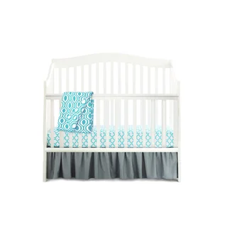 American Baby Company Aqua Blue/Grey Cotton 5-Piece Crib Bedding Set