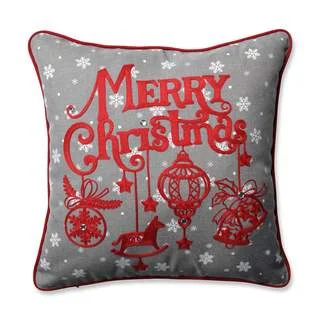 Pillow Perfect Ornamental Christmas Grey-Red 16.5-inch Throw Pillow