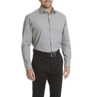 Perry Ellis Men's Grey Cotton/Polyester Slim-fit Wrinkle-free Dress Shirt