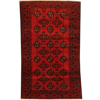 Herat Oriental Afghan Hand-knotted 1960s Semi-antique Tribal Balouchi Wool Rug (2'9 x 4'6)