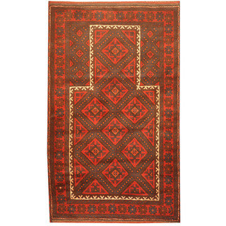 Herat Oriental Afghan Hand-knotted 1960s Semi-antique Tribal Balouchi Wool Rug (3' x 5')