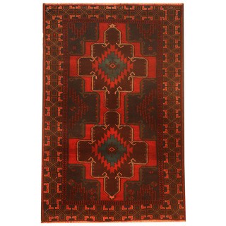 Herat Oriental Afghan Hand-knotted 1960s Semi-antique Tribal Balouchi Wool Rug (3' x 4'6)