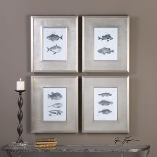 Blue Fish Framed Prints (Set of 4)