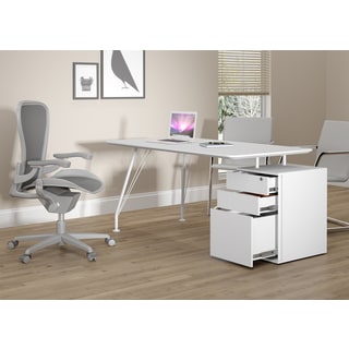 Idea Home Office White Rectangular Desk with Drawer Cabinet