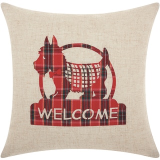 Mina Victory Home for the Holiday Welcome Scottie Natural Throw Pillow (17-inch x 17-inch) by Nourison