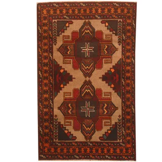 Herat Oriental Afghan Hand-knotted 1960s Semi-antique Tribal Balouchi Wool Rug (2'10 x 4'7)
