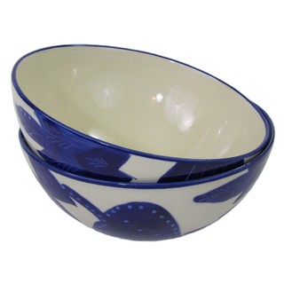 Handmade Le Souk Ceramique Jinane Design Medium Stoneware Deep Serve Bowls (Tunisia)
