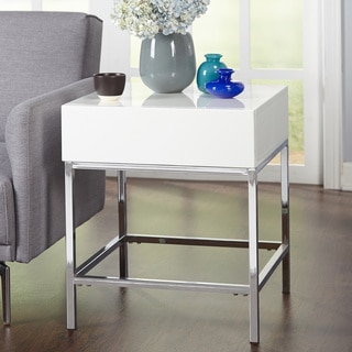 Simple Living White Metal High-gloss End Table - N/A