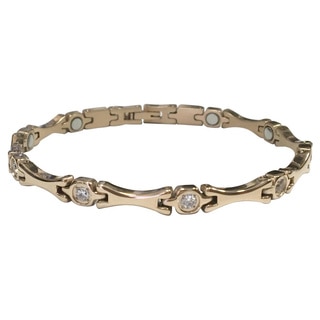Stainless Steel and Crystal Magnetic Therapy Bracelet