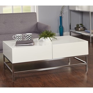 Simple Living White Metal High-gloss Coffee Table - N/A