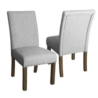 HomePop Michele Dining Chair with Nailhead Trim -Set of 2 -Marbled Gray