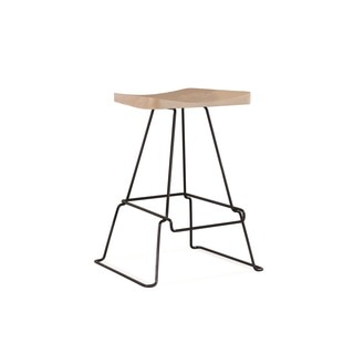 Saloom Model 115 Natural Maple Seat Counter Stool with Black Metal Base
