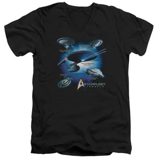 Star Trek/Starfleet Vessels Short Sleeve Adult T-Shirt V-Neck in Black