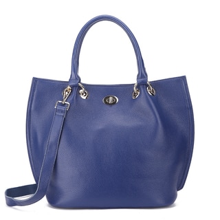 Pink Haley Selah Blue/Black/Grey Leather Tote Bag