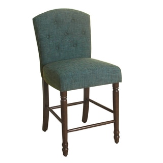 HomePop Delilah Button Tufted Barstool Deep Teal 24" Counter Height