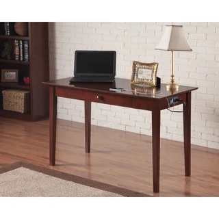 Atlantic Shaker Walnut Wood Desk With Drawer and Charging Station