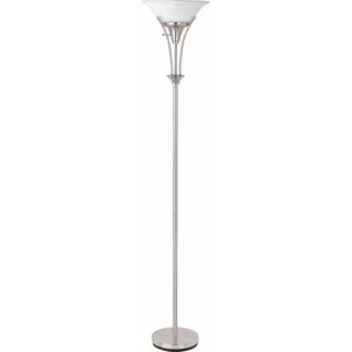 Coaster Company Brushed Steel Floor Lamp with Frosted Ribbed Glass Shade