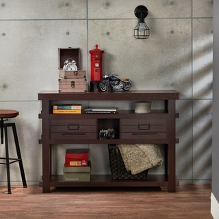 Furniture of America Sylvan Rustic Plank Style Espresso 2-drawer Console/Sofa Table