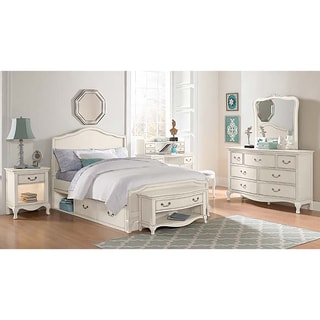 Kensington Charlotte Antique White Upholstered Full-size Storage Bed