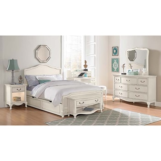 Kensington Charlotte Antique White Upholstered Full-size Trundle Bed