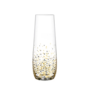 Fitz & Floyd Confetti Black and Gold Stemless Flute Glasses (Pack of 4)