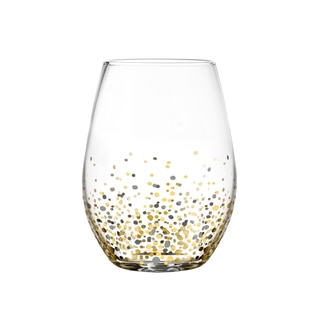 Fitz Floyd Confetti Black and Gold Stemless Glasses (Pack of 4)