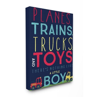 'Planes, Trains, Trucks, and Toys' Multicolored Stretched Canvas Wall Art