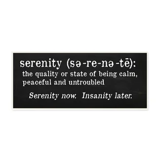 Stupell 'Black and White Serenity Definition' Wall Plaque Art